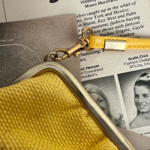 NEW Vintage Made in Italy Yellow Gathered Woven Clutch Shoulder Bag - Picture 6 of 13